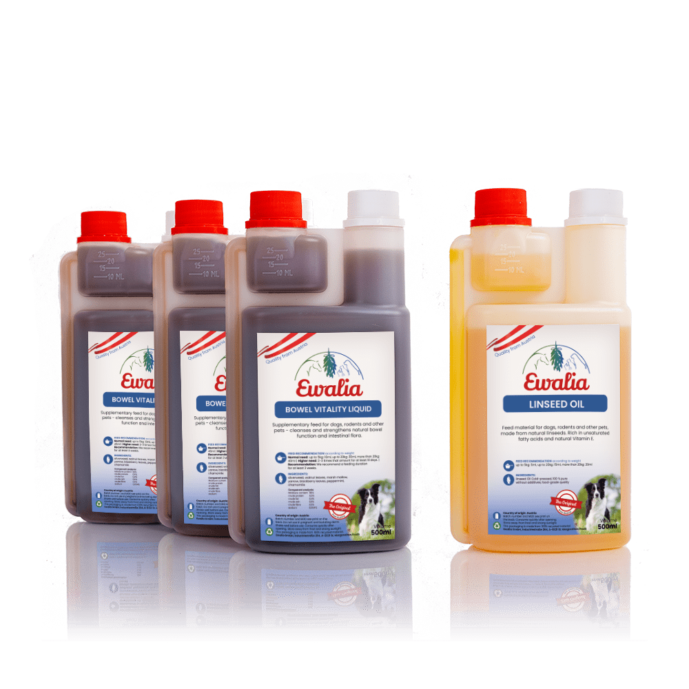 3x Bowel Vitality Liquid for dogs + 1x Linseed Oil for dogs