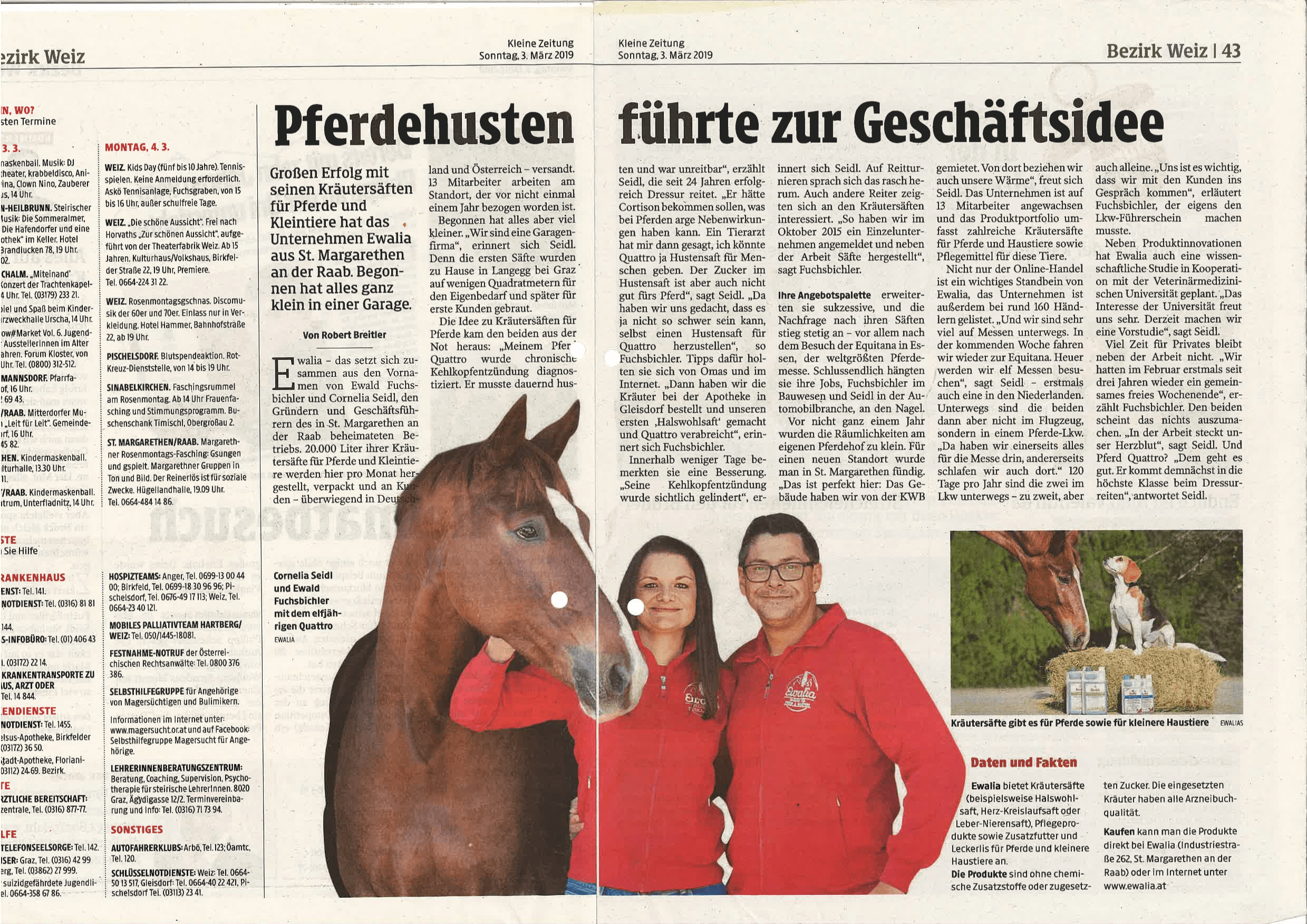 Zeitungsartikel Ewalia Pferdehusten